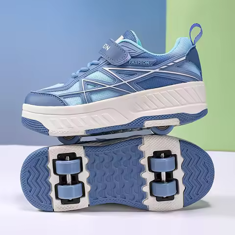 Children Roller Skating Shoes Dual Purpose Four Wheel New Fashion Sports Shoes Shrinkable Durable Ro