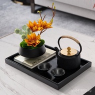 Floral Iron Kettle Study Room Model Room New Chinese Style Decoration Tea Table Tray Set Display Pie