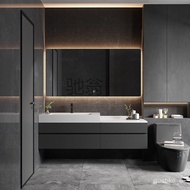 ‍🚢...TStone Plate Integrated Bathroom Cabinet Set and Semicircle Mirror Modern Light Luxury Wash Basin Cabinet Bathroom