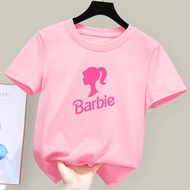Korea Kids Girls T-shirt baju budak perempuan Round Neck T-shirt Kids Tshirts Children Dress barbie dress COD