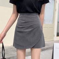 Ladies Work Suit Skirt Summer New Korean Version Irregular Anti-glare Women's A-line Bag Hip Skirt High Waist Pleated Skirt