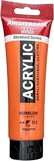 Tarens T1709-311 Acrylic Paint, Amsterdam Acrylic Color, Vermillion, 4.1 fl oz (120 ml)