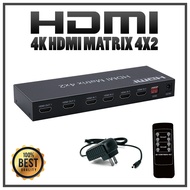 HDMI Switch Splitter Matrix 4X2 HIFI Matrix 4 in 2 out with Remote Control Audio Supports HDMI V1.4/