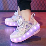 Kid'S Roller Shoes Boy And Girl LED Light Up Shoes 2 Wheel Sneakers 7DQ4