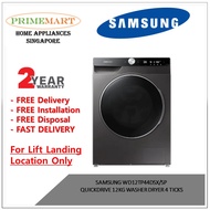 SAMSUNG WD12TP44DSX/SP QUICKDRIVE 12KG WASHER DRYER 4 TICKS - 2 YEARS LOCAL MANUFACTURER WARRANTY