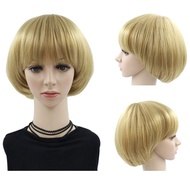Rambut Palsu Cendawan Emas untuk Wanita, Rambut Palsu Bob Pendek dengan Poni, Rambut Palsu Potongan 
