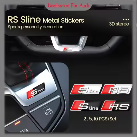 3D Aluminum SLINE RS Badge Car Steering Wheel Sticker Auto Emblem Accessories for Audi Sline S3 A3 A