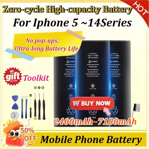 Zero-cycle Replacement Mobile Phone Battery for IPhone 14 13 12 Pro 6S 6 7 8 Plus X XS Max New Lithi