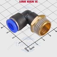 [3 Pieces]- PL10-04 Curved Pneumatic Connector L Pipe 10mm External Thread 20mm, 1/2inch Linhkien IC