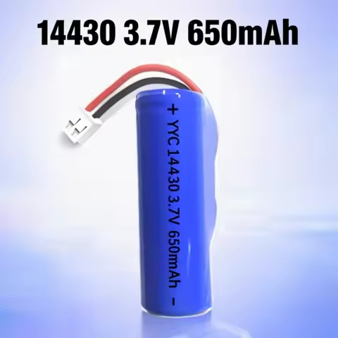 14430 Rechargeable Lithium Battery with Connector Wires 3.7V 650mAh USB Charging Cable for Fan Flash