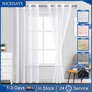 5.2/5.9/7.2/8.4/9 ft Sheer Curtains Translucent Tulle Perforated Curtains for Living Room Windows