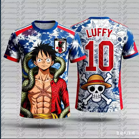 2026 Japan One Piece Luffy Football Jersey T-shirt Kids Football Special Jersey Kit Adult Men's Wome