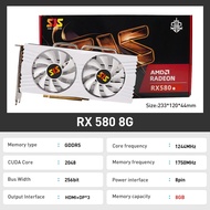 RX 580 8G White RX 580 8G White SJS New RX580 8GB Graphics Card GPU GDDR5 256Bit 8Pin PCIE 3.0×16 For Mining Gaming Desktop Computer Video Card Placa De Video