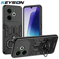 Keysion Ốp điện thoại chống sốc trường hợp cho TECNO pova 6 Neo 4G silicon mềm + Pc Giá đỡ Vòng nhẫn