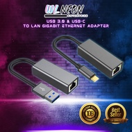 USB 3.0 & USB-C TO RJ45 GIGABIT ETHERNET NETWORK ADAPTER 100MBPS & 1000MBPS