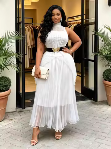 3 Pieces Set Nigerian Traditional Church Outfit Pleated African Dresses for Woman Wedding Dashiki Ro