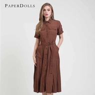 Paperdolls Daphne Button-Down Midi Dress with Belt