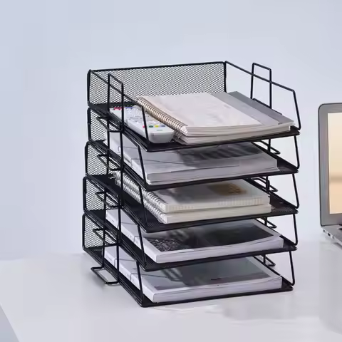 Fashion Desktop Organizer Stackable File Rack File Organizer Minimalism A4 File Storage Tray Laminat