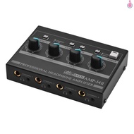 AMP-14 4-Channel Headphone Amplifier Compact Stereo Headphone Amp with RCA/6.35mm/3.5mm Input Volume Control [Tpe1]