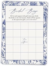 The Invite Lady Bridal Shower Bingo Something Blue Classy Classic Vintage Floral Victorian Before I 