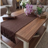 LativaHome Elysian Series: Ultra-Soft Woven Velvet Tassel Tablecloth 45x138cm - Modern Aesthetic Tou