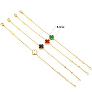 Women's titanium bracelet with yellow chain and 4-leaf clover inlaid with stainless mother-of-pearl