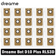 ถุงหูรูด Dreame Bot D10บวกอุปกรณ์เสริม RLS3D ถุงเครื่องดูดฝุ่นหุ่นยนต์ถุงสกปรกอะไหล่ทดแทน