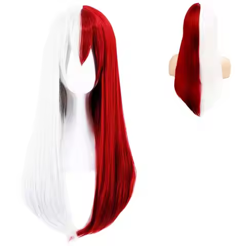 Cosplay Long White Synthetic Hair Wigs Todoroki Shoto Halloween Anime Costume Straight Heat Resistan