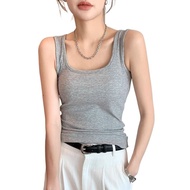 Women's Summer Outerwear Suit Inner Wear without Chest Pad Braces in White Bottoming Sleeveless French Square Collar Top I-Shaped Vest