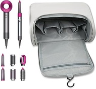 Sobotoo Travel Case Compatible for Dyson Airwrap Sets and Attachments, Portable Storage Bag for Dyson/Shark Flexstyle Airwrap,Cosmetic Travel Cases with Non-slip Hook（Grey, Grey, Modren