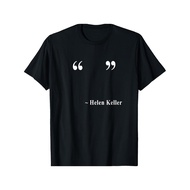 MenS Helen Keller Inspirational Quote T Shirt Black with White Text & Helen Keller Signature Design 