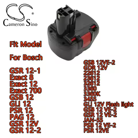 Cameron Sino Power Tools Battery for Bosch GDR 12V 22612 23612 32612 3360 3360K 3455 GLI 12V Flash l