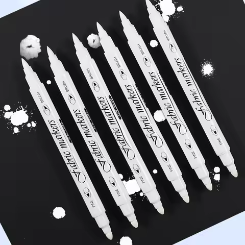 White Waterproof Permanent Fabric Textile Marker Pen Set for T Shirt Shoes Clothes Wood Stone DIY Ar