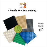 Assembled toy accessories, MOC accessories, base plate 16x16 thick - 12.8 x 12.8 cm