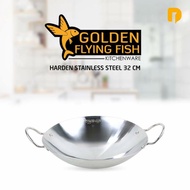 Wok 32cm Golden Flying Fish Harden Stainless Steel