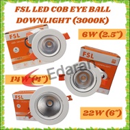 FSL FSS607 COB EYE BALL DOWNLIGHT - 3000K (WARM WHITE) - 6W (2.5") , 14W (4") AND 24W (6")