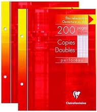 Clairefontaine 14411AMZC Set of 2 Double Perforated Copy Cases – 17 x 22 cm – 200 Large Squared Page