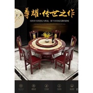 Marble round Dining Table Solid Wood Chinese Rural Household Dining Table8People10Antique Dining Table and Chair with Turntable