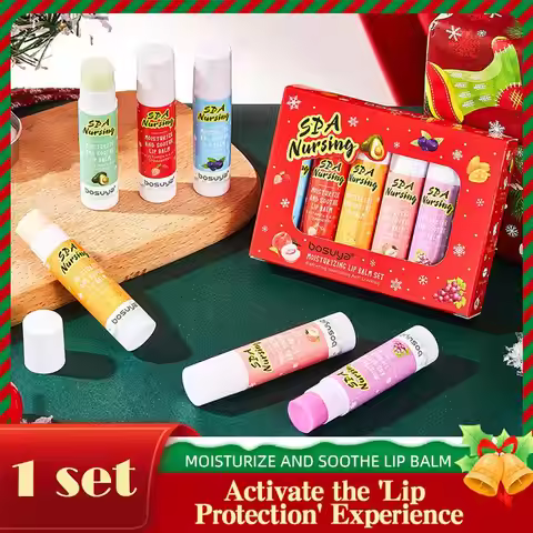 6pcs Fruit Flavored Lip Balm Set Holiday Gift Box Deep Moisturizing Lip Care for All Skin Types Say