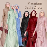 TONMOON Premium Tanpa Setrika Satin Abaya Pakaian Pengiring Pengantin Pakaian Muslimah Anggun Pakaian Panjang Wanita Long Dress Nikah Tunang Baju Abaya Jubah