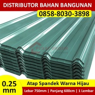 Atap Spandek Galvalum Hijau 0.25mm Lebar 750mm Panjang 600cm (6 Meter)