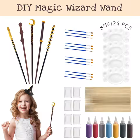 8/16/24PCS Magic Wizard Wands Making Kit for Kids Adults DIY Craft Set Wizard for Birthday Theme Par