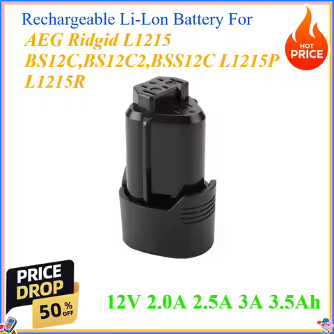 12V 2.0A 2.5A 3A 3.5Ah For AEG Ridgid Rechargeable Li-Lon Battery For AEG Ridgid L1215 BS12C,BS12C2,