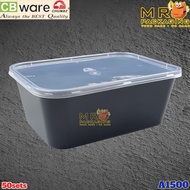 CBware A1500 Rectangular Container & Lid [ 50sets± ] 1500ml Plastic Disposable Food Box Bekas Black 