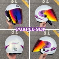 SPECIAL EDITION HELMET LTD SPORT PEARL WHITE LINE PURPE SIANG MALAM TITAN PURPLE BLUE SIDE COVER PUR