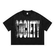 Mnst Tshirt Crop Boxy Oversize Black Society