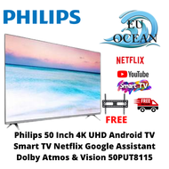 Philips 50 Inch 4K UHD Android TV Smart TV Netflix Google Assistant Dolby Atmos &amp; Vision 50PUT8115