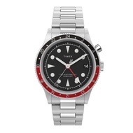 TIMEX TW2W22700 Waterbury Traditional GMT นาฬิกาข้อมือผู้ชาย สายสแตนเลส สีเงิน หน้าปัด 39 มม.