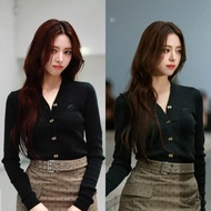 J1ME GANN1 Letter Embroidered V-Neck Knitted Stretch Diamond Gray V-Neck Thin Sweater Cardigan Jacke