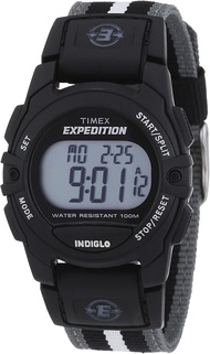 Timex Expedition Digital Chrono Alarm Timer 33mm Watch Black/Gray Stripe